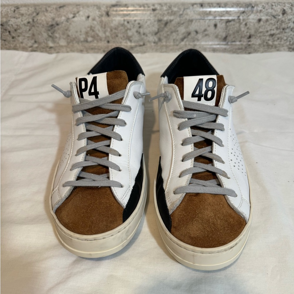 Mens P448 sneakers in excellent condition. Size 10/ 43White leather/ brown suede